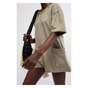 Free People Hot Shot Tee Romper Green Medium